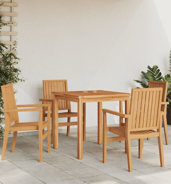 Gartenstühle 4 Stk. Stapelbar 56,5x57,5x91 cm Massivholz Teak