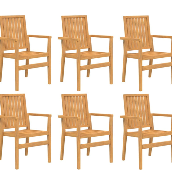 Gartenstühle 6 Stk. Stapelbar 56,5x57,5x91 cm Massivholz Teak