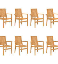Gartenstühle 8 Stk. Stapelbar 56,5x57,5x91 cm Massivholz Teak