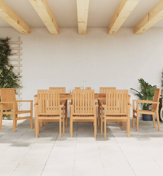 Gartenstühle 8 Stk. Stapelbar 56,5x57,5x91 cm Massivholz Teak