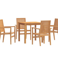 5-tlg. Garten-Essgruppe Massivholz Teak