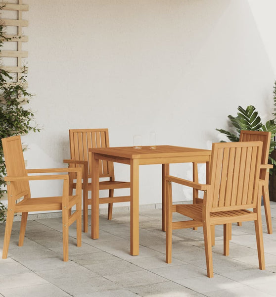 5-tlg. Garten-Essgruppe Massivholz Teak