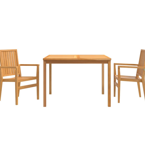 3-tlg. Garten-Essgruppe Massivholz Teak