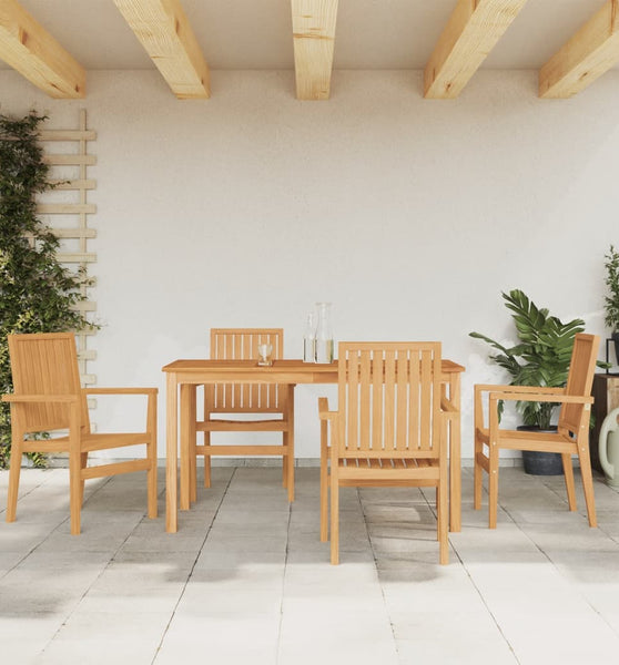 5-tlg. Garten-Essgruppe Massivholz Teak