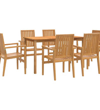 7-tlg. Garten-Essgruppe Massivholz Teak