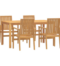 5-tlg. Garten-Essgruppe Massivholz Teak