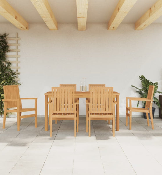 7-tlg. Garten-Essgruppe Massivholz Teak