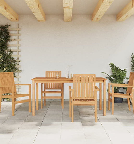 5-tlg. Garten-Essgruppe Massivholz Teak