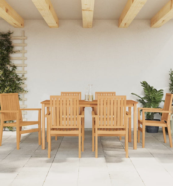 7-tlg. Garten-Essgruppe Massivholz Teak