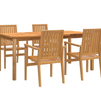 5-tlg. Garten-Essgruppe Massivholz Teak