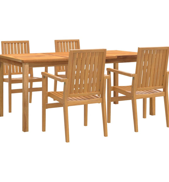 5-tlg. Garten-Essgruppe Massivholz Teak