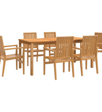 7-tlg. Garten-Essgruppe Massivholz Teak