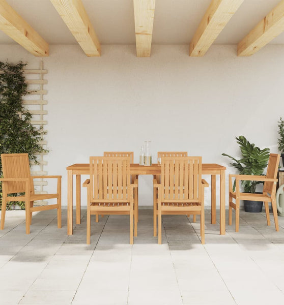 7-tlg. Garten-Essgruppe Massivholz Teak