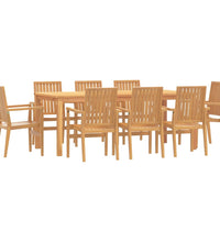 9-tlg. Garten-Essgruppe Massivholz Teak