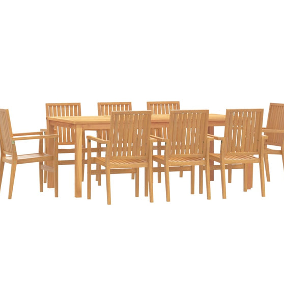 9-tlg. Garten-Essgruppe Massivholz Teak