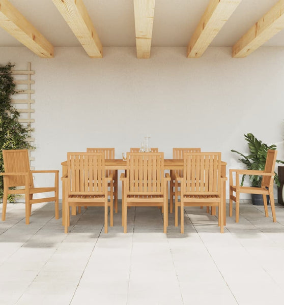 9-tlg. Garten-Essgruppe Massivholz Teak