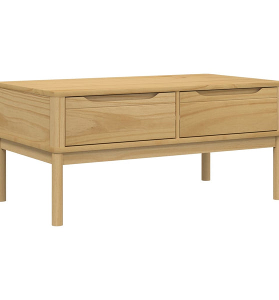 Couchtisch FLORO Wachsbraun 99x55,5x45 cm Massivholz Kiefer