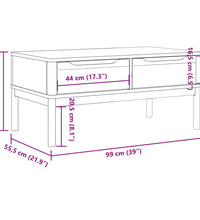 Couchtisch FLORO Wachsbraun 99x55,5x45 cm Massivholz Kiefer