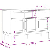 Sideboard FLORO Wachsbraun 114x43x74 cm Massivholz Kiefer