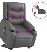 Massagesessel mit Aufstehhilfe Elektrisch Grau Kunstleder