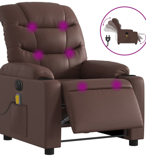 Massagesessel Elektrisch Braun Kunstleder