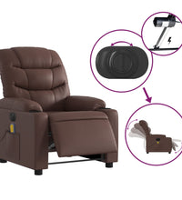 Massagesessel Elektrisch Braun Kunstleder