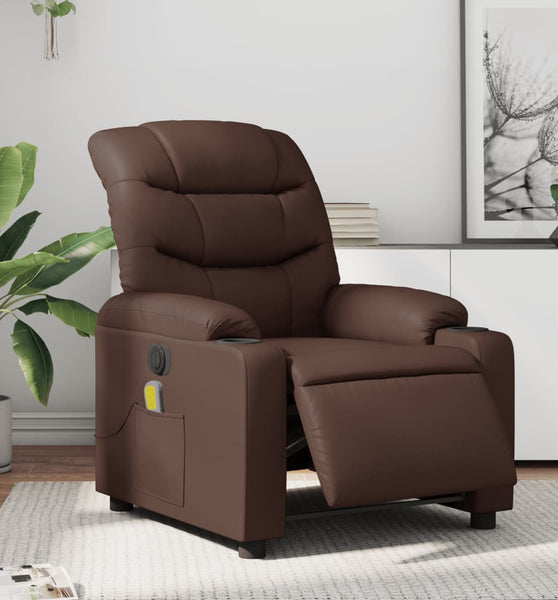 Massagesessel Elektrisch Braun Kunstleder