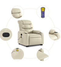 Massagesessel mit Aufstehhilfe Creme Kunstleder