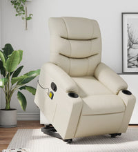 Massagesessel mit Aufstehhilfe Creme Kunstleder