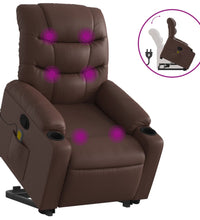 Massagesessel mit Aufstehhilfe Braun Kunstleder