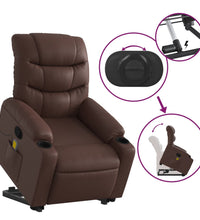 Massagesessel mit Aufstehhilfe Braun Kunstleder
