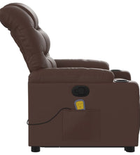 Massagesessel mit Aufstehhilfe Braun Kunstleder