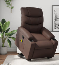 Massagesessel mit Aufstehhilfe Braun Kunstleder