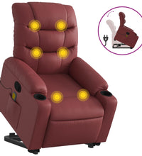 Massagesessel mit Aufstehhilfe Weinrot Kunstleder