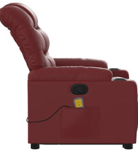 Massagesessel mit Aufstehhilfe Weinrot Kunstleder