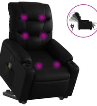 Massagesessel mit Aufstehhilfe Elektrisch Schwarz Kunstleder