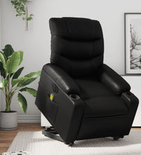 Massagesessel mit Aufstehhilfe Elektrisch Schwarz Kunstleder