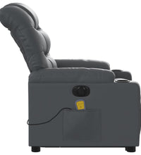 Massagesessel mit Aufstehhilfe Elektrisch Grau Kunstleder