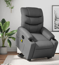 Massagesessel mit Aufstehhilfe Elektrisch Grau Kunstleder