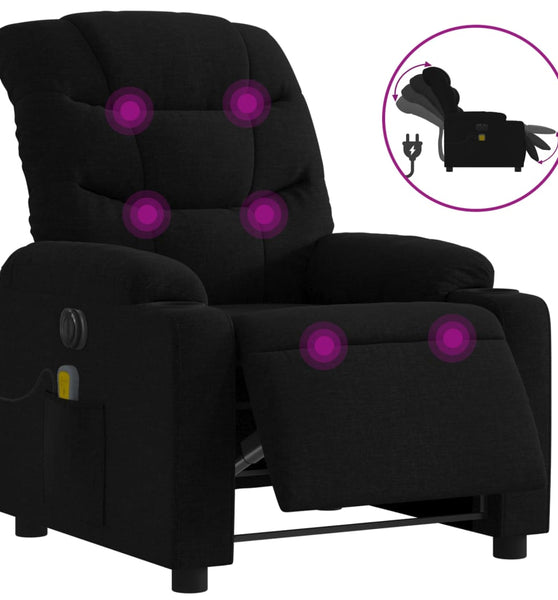 Massagesessel Elektrisch Schwarz Stoff