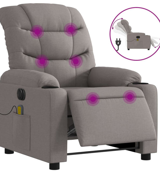 Massagesessel Elektrisch Taupe Stoff