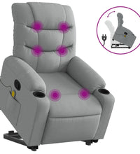 Massagesessel mit Aufstehhilfe Hellgrau Stoff