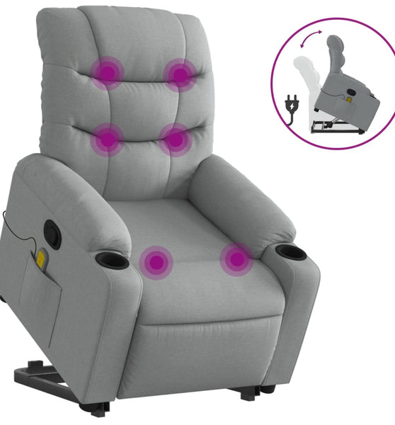 Massagesessel mit Aufstehhilfe Hellgrau Stoff