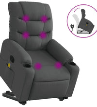 Massagesessel mit Aufstehhilfe Dunkelgrau Stoff