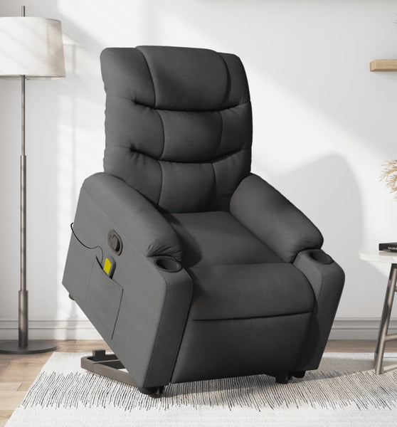 Massagesessel mit Aufstehhilfe Dunkelgrau Stoff