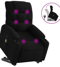 Massagesessel mit Aufstehhilfe Schwarz Stoff