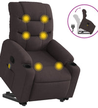 Massagesessel mit Aufstehhilfe Dunkelbraun Stoff