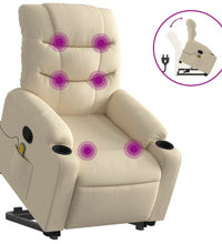 Massagesessel mit Aufstehhilfe Creme Stoff