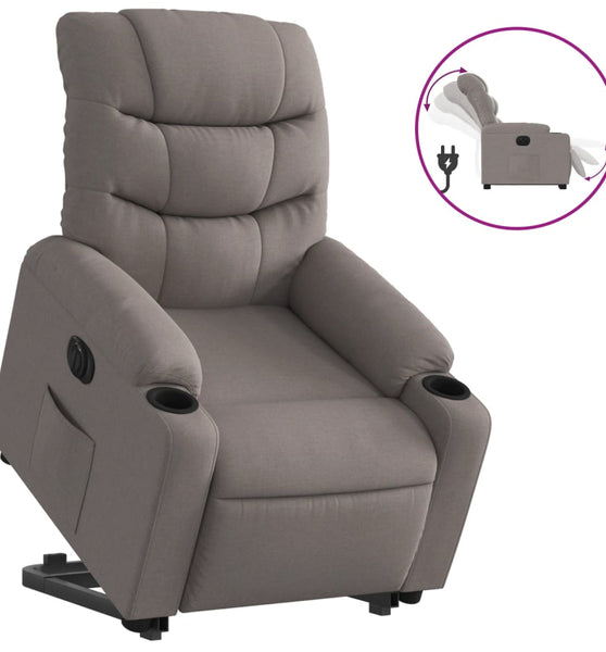 Relaxsessel mit Aufstehhilfe Elektrisch Taupe Stoff