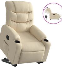 Relaxsessel mit Aufstehhilfe Elektrisch Creme Stoff